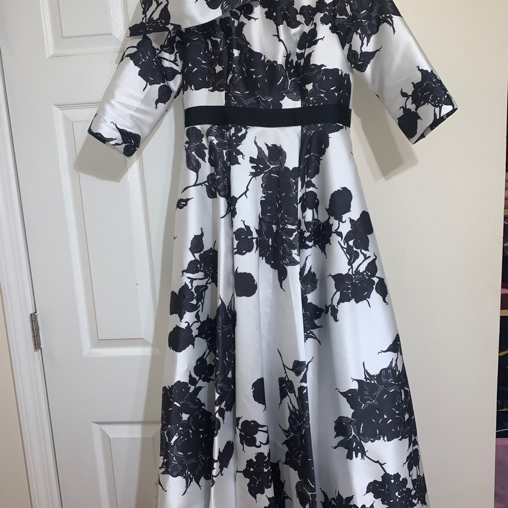 Black and white floral gown